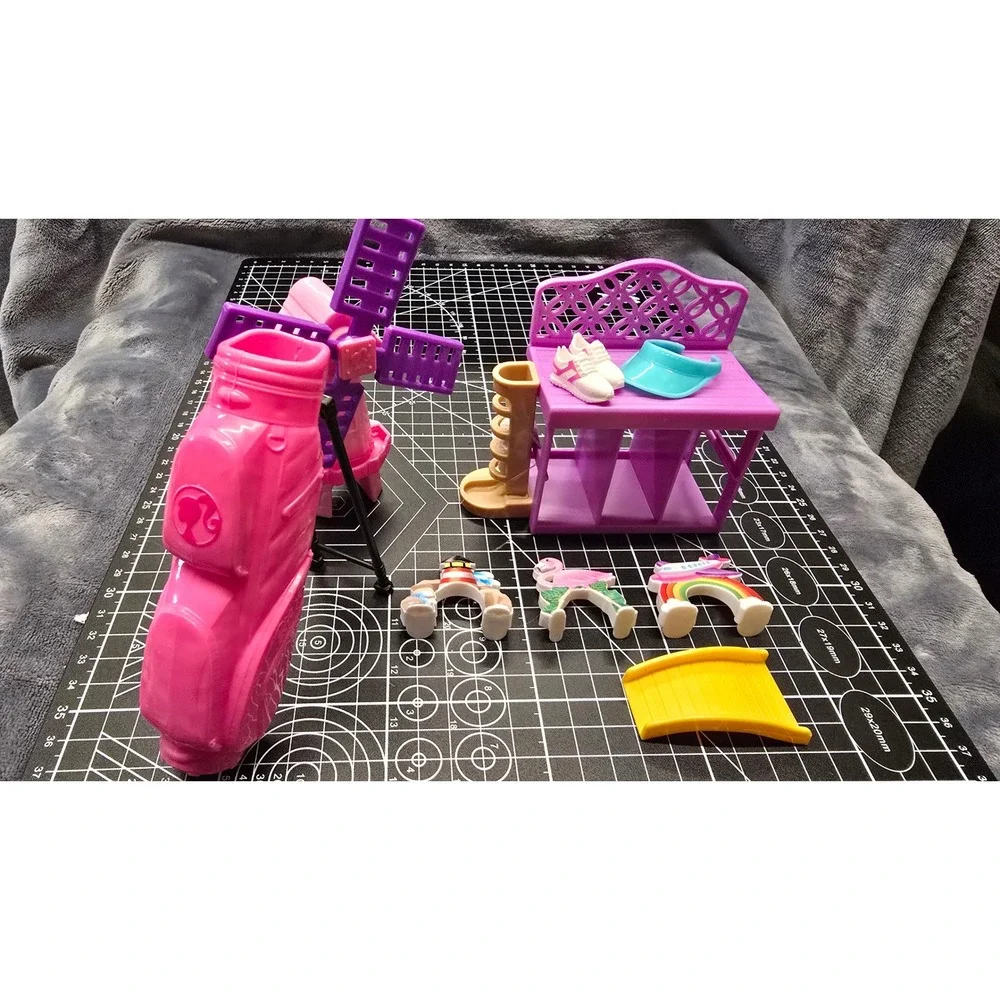 Barbie Mini Golf Playset replacements Lot Windmill Golf Bag Clubs Flamingo Shoes